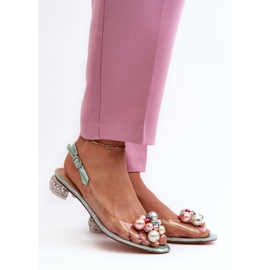 S.Barski Prozirne sandale na nisku petu s ukrasom u zelenoj boji D&amp;A MR38-368 zelena 2