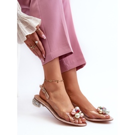 S.Barski Prozirne sandale na nisku petu s ukrasom od ružičastog zlata D&amp;A MR38-368 ružičasta 1