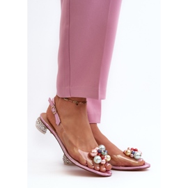 S.Barski Prozirne sandale na nisku petu s ukrasom u ružičastoj boji D&amp;A MR38-368 ružičasta 2