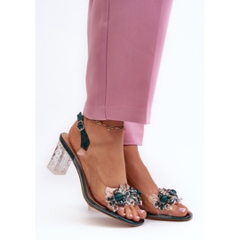 S.Barski Prozirne sandale na visoku petu s ukrasima, zelene D&amp;A MR38-D1 zelena 2