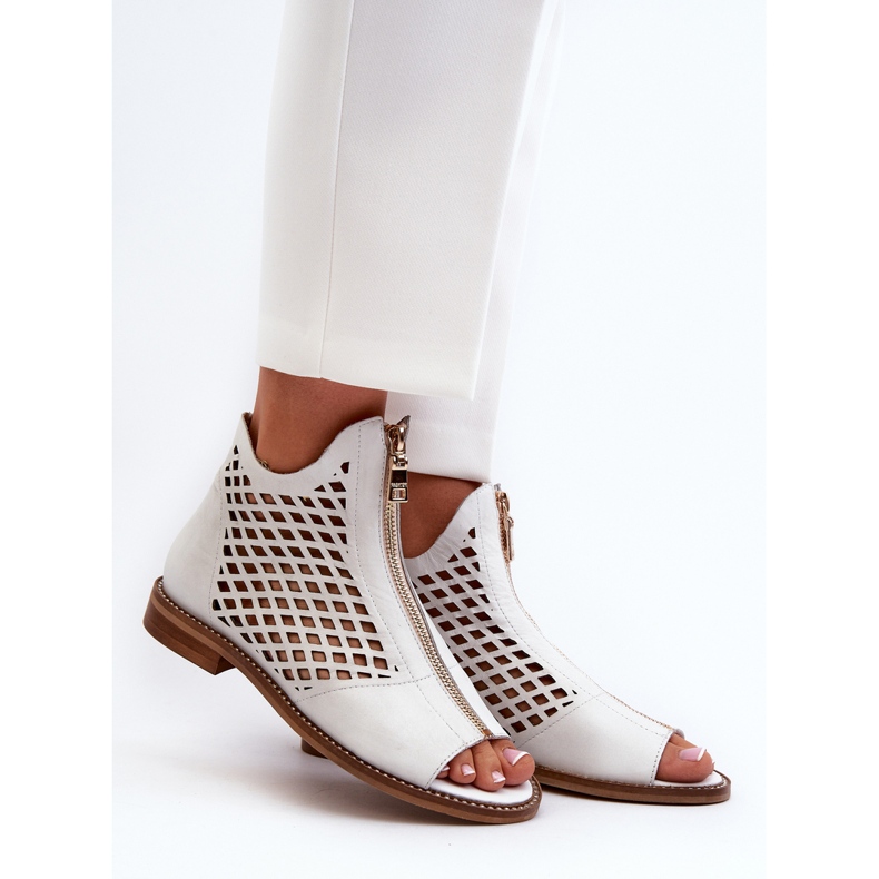 Zazoo 977/L kožne otvorene sandale s patentnim zatvaračem, bijele bijela 2