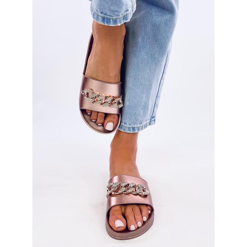 Tilia Champagne papuče s lancem zlatni 2