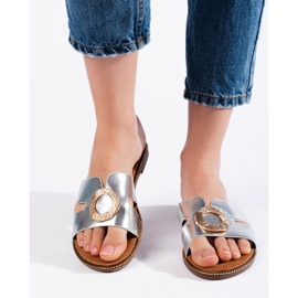 Ženske srebrne ravne japanke srebro 1