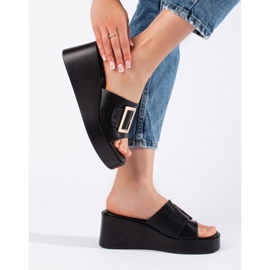Crne ženske papuče na wedge crna 2