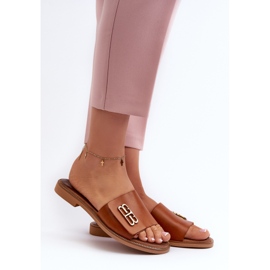 Zazoo 40384 Elegantne ženske kožne japanke, smeđe smeđa 2