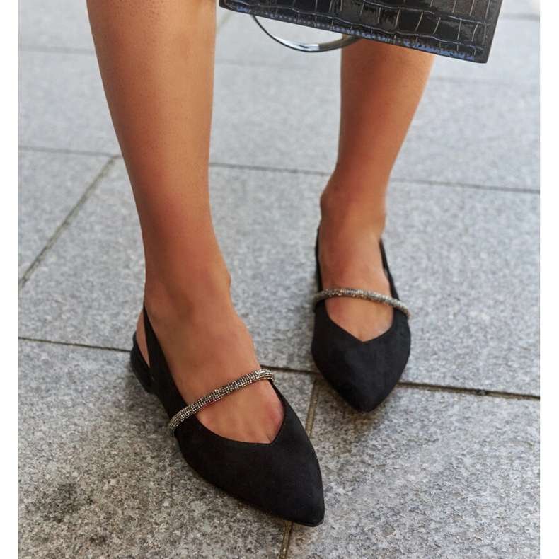 Crne balerinke s kožnim umetkom iz Morcosa crna 2