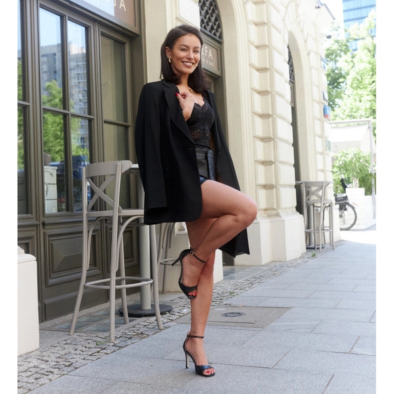 Askern sandale od eko kože na visoku petu crna 1