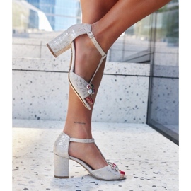 Sandale na visoku petu s Gaberna kožnim uloškom bež 1