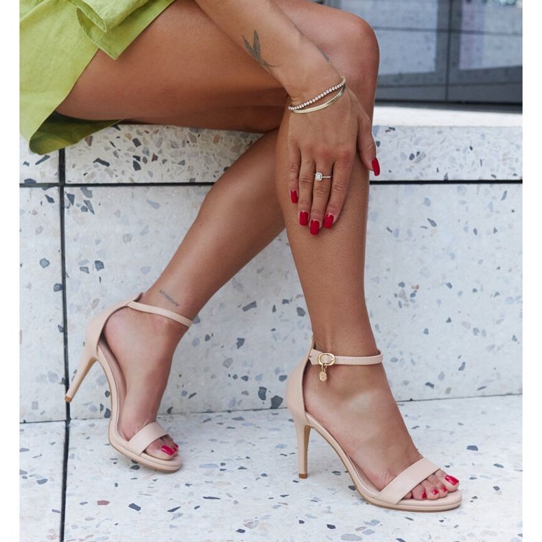 Taqwa sandale na visoku petu od eko kože bež 1