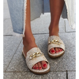 Ranime japanke s kožnim umetkom bež 1