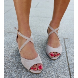 Sandale na visoku petu s Raniya kožnim uloškom siva 2