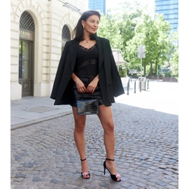 Sandale na visoku petu s uloškom od Rasheda kože crno 1