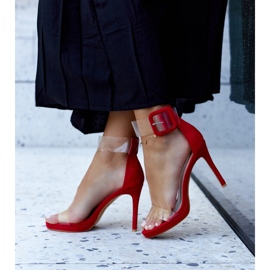 Janan sandale na visoku petu s prozirnim gornjištem crvena 2