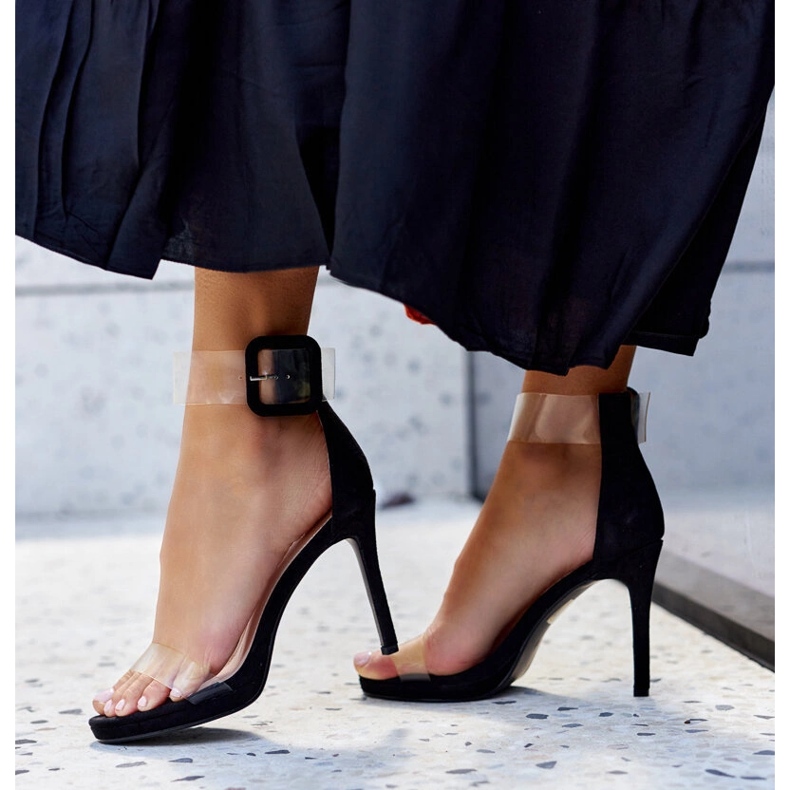 Janan sandale na visoku petu s prozirnim gornjištem crna 1