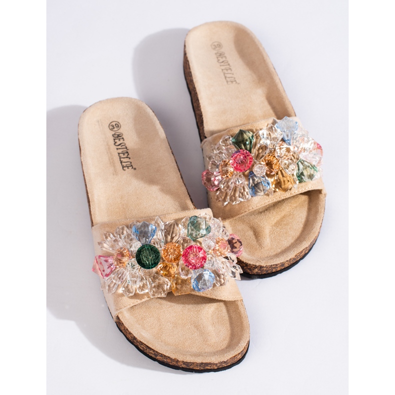 Ženske bež papuče od brušene kože 1