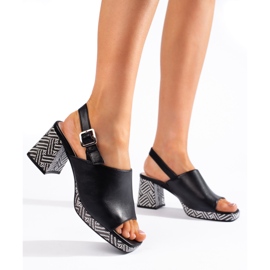 Elegantne crne sandale na visoku petu marke Sergio Leone crna 1