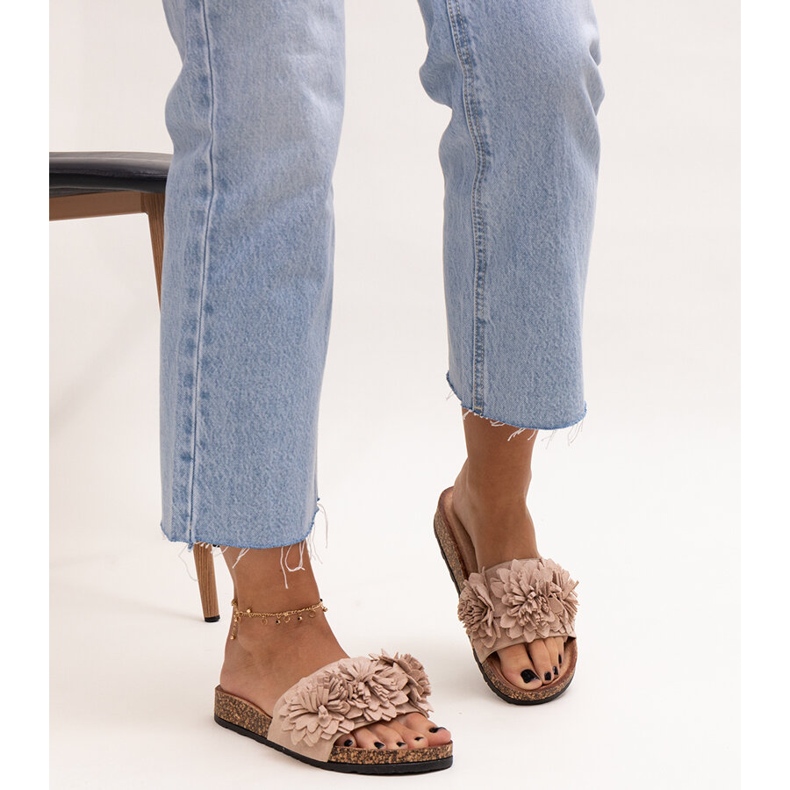 Japanke s cvjetićima na plutenom potplatu marke Almida bež 1