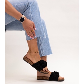 Japanke s cvjetićima na plutenom potplatu marke Almida crna 1