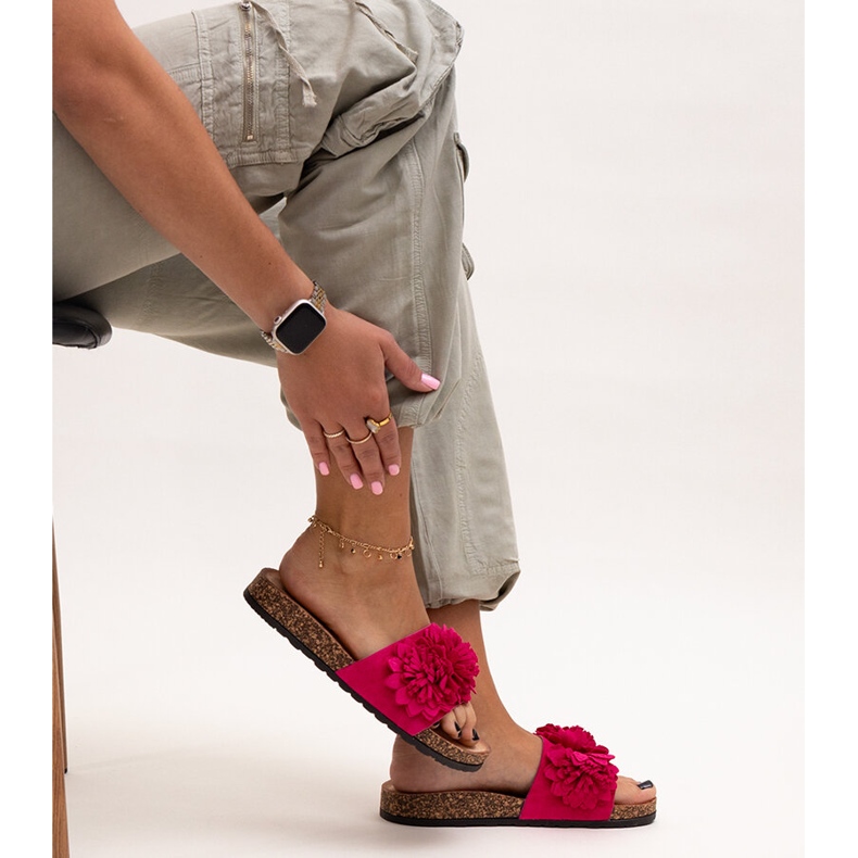 Japanke s cvjetićima na plutenom potplatu marke Almida ružičasta 1