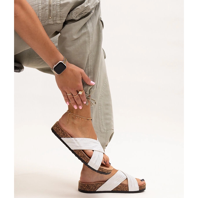 Papuče s potplatom od pluta u sjaju Ribera bijela 1