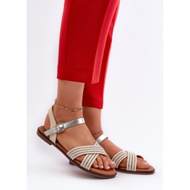 S.Barski MY923 Ženske ravne sandale, bež 2