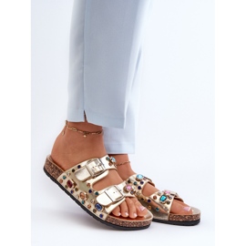 Ukrašene ženske japanke s kopčama S.Barski MY121 zlatne zlatna 2