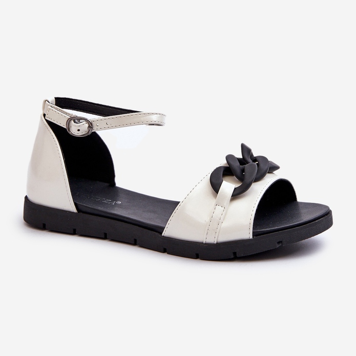 Ženske ravne sandale s lancem Vinceza 17320 Bijele bijela 1