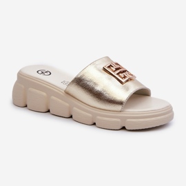 Ženske kožne japanke sa zlatnim ukrasom na tanke Vinceza 41444 zlatna 1