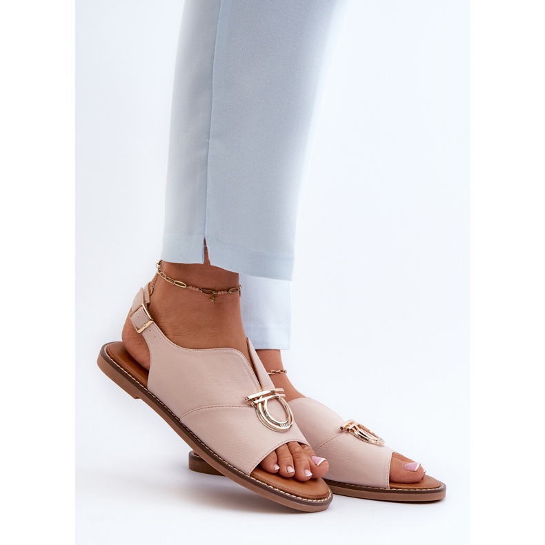 Ženske ravne sandale sa zlatnim ukrasom Vinceza 17319 Svijetlo ružičasta 2