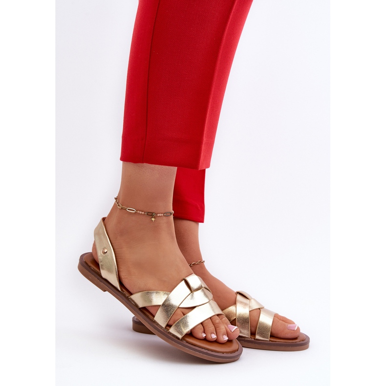 Ženske ravne sandale od eko kože Vinceza 17347 Gold zlatna 2