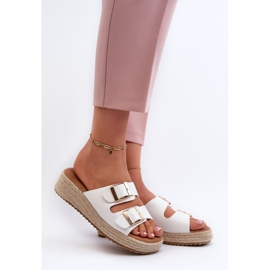 Ženske japanke s pletenom eko ​​kožom, bijeli Zaloemi bijela 2