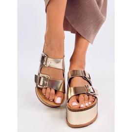 Galzai Gold japanke od pluta s platformom zlatna 1