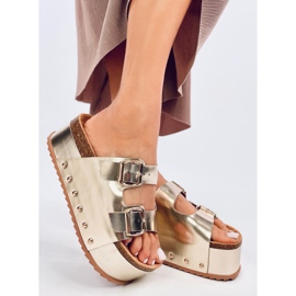 Galzai Gold japanke od pluta s platformom zlatna 2