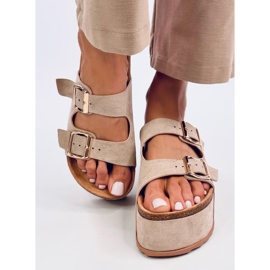 Galzai Khaki papuče s platformom od pluta bež 1