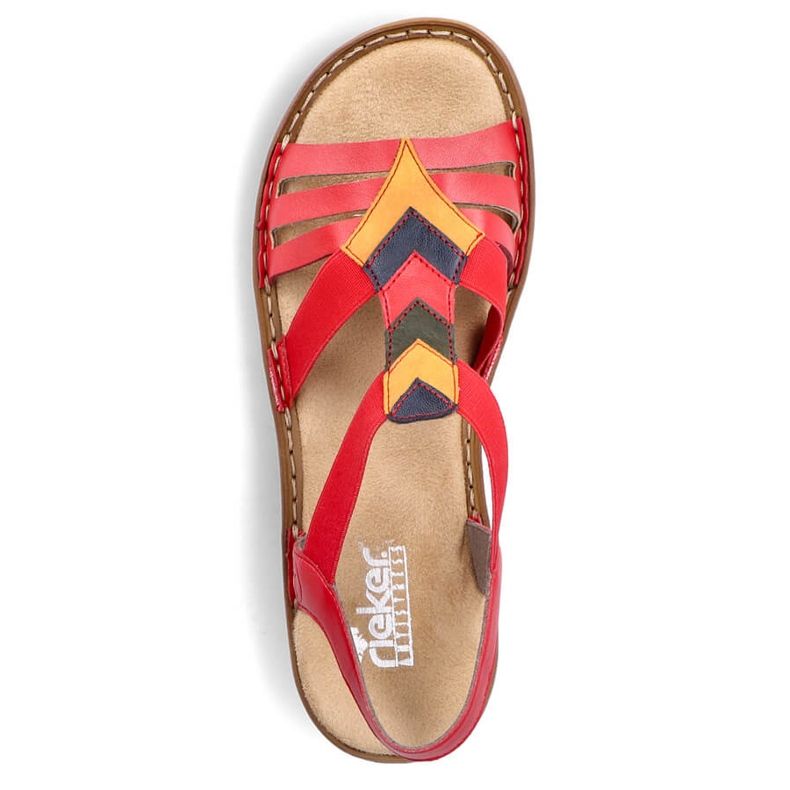 Udobne ženske natikače s gumicom, crvene, Rieker 60804-33 crvena 1