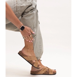 Papuče s potplatom od pluta u sjaju Ribera smeđa 1