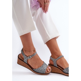 Ženske sandale na klin Sergio Leone SK303 bijele i crne bijela 1