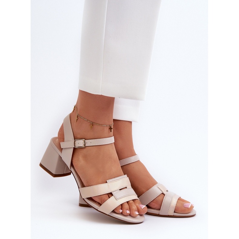 Ženske sandale na visoku petu od eko kože Sergio Leone SK894 Bež 2