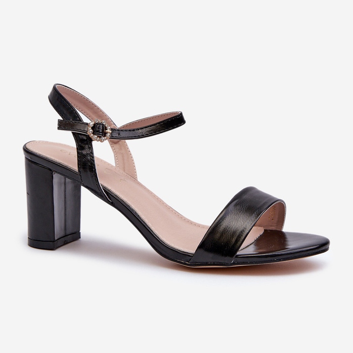 Crne Glindra sandale na visoku petu crno 1