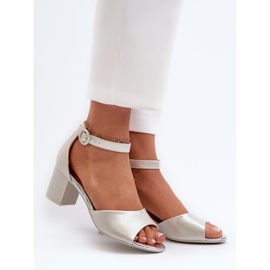 Vinceza 20100 srebrne kožne sandale na visoku petu srebro 2