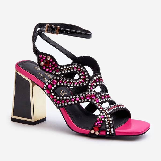 S.Barski Ukrašene ženske sandale na visoku petu D&amp;A CR952 crne crna 2