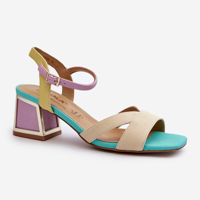 S.Barski Pastelne ženske sandale na visoku petu D&amp;A CR482 bež 1