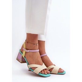 S.Barski Pastelne ženske sandale na visoku petu D&amp;A CR482 bež 2