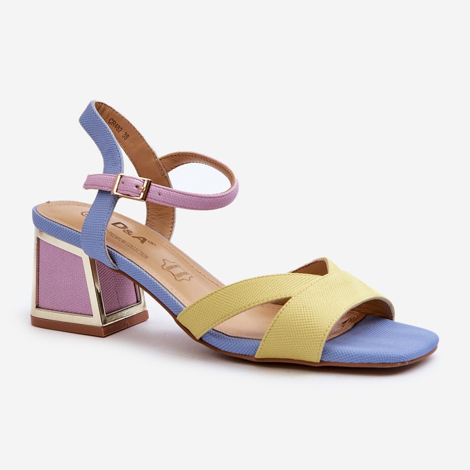 S.Barski Pastelne ženske sandale na visoku petu D&amp;A CR482 žute boje žuta boja 1