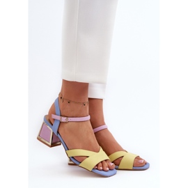 S.Barski Pastelne ženske sandale na visoku petu D&amp;A CR482 žute boje žuta boja 2