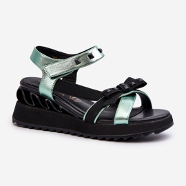 S.Barski Ženske sandale s mašnom D&amp;A CR956 zelene zelena 1