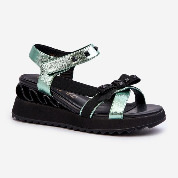 S.Barski Ženske sandale s mašnom D&amp;A CR956 zelene zelena 1