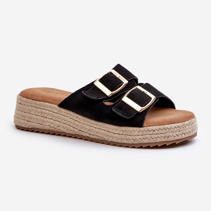 Ženske japanke s pletenim eko ​​antilop crnim zaloemijem crna 1