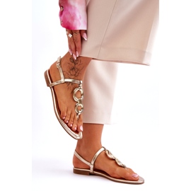 Japanske sandale s ravnim slovima zlatne zlatne boje zlatne boje zlatna 3