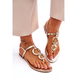 Japanske sandale s ravnim slovima zlatne zlatne boje zlatne boje zlatni 4